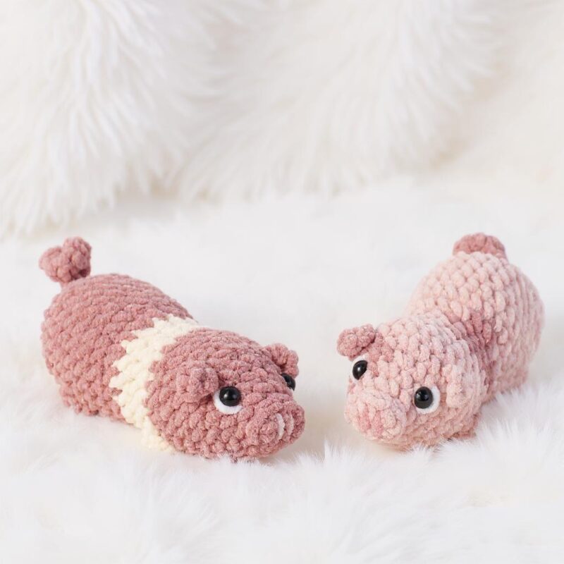 Piggy Duo Amigurumi Crochet Pattern - No-Sew - DIY Stuffed Animal Toy - Instant Download PDF