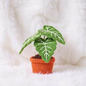 Alocasia Frydek Plant Amigurumi Crochet Pattern - Realistic DIY Potted Plant Decor - Instant Download PDF