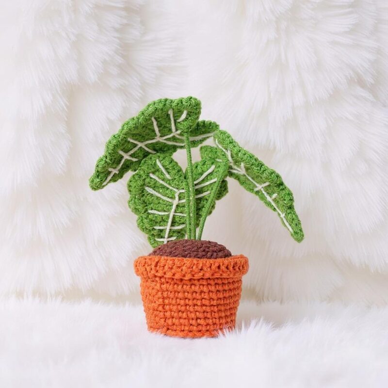 Alocasia Frydek Plant Amigurumi Crochet Pattern - Realistic DIY Potted Plant Decor - Instant Download PDF - Image 2