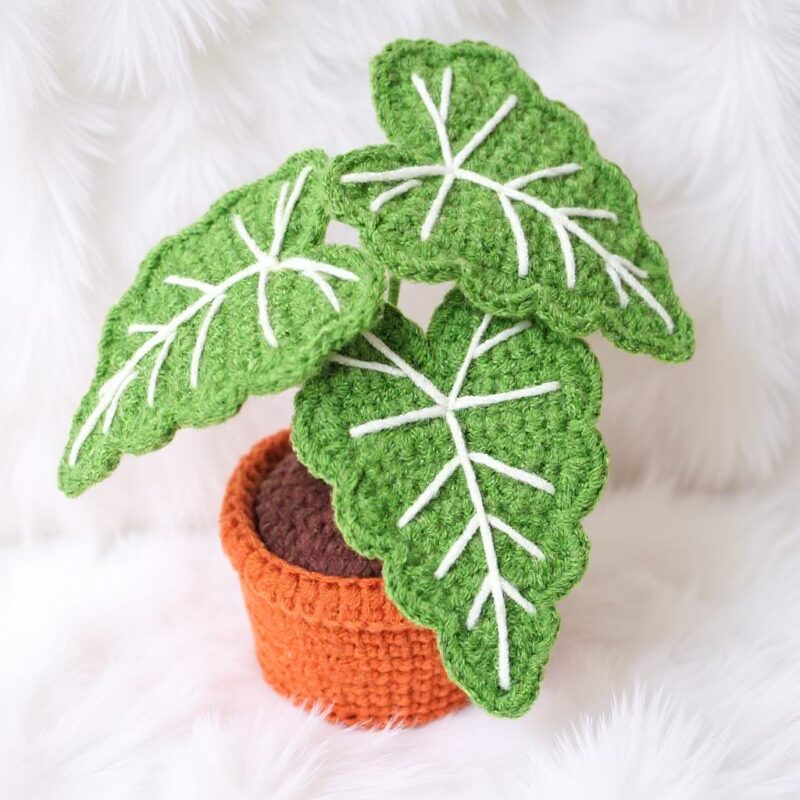 Alocasia Frydek Plant Amigurumi Crochet Pattern - Realistic DIY Potted Plant Decor - Instant Download PDF - Image 3