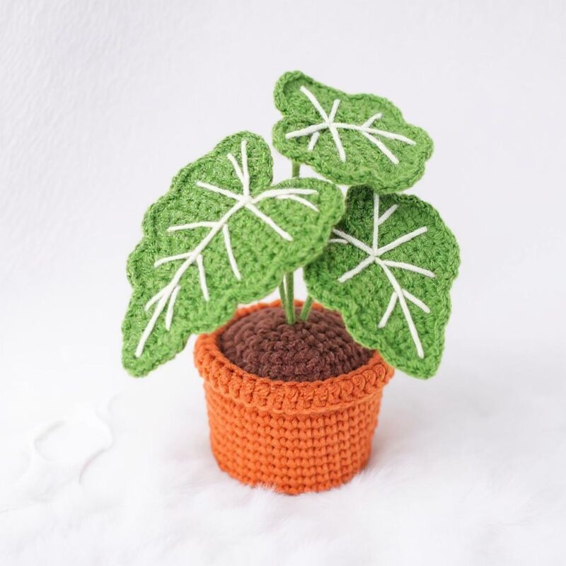 Alocasia Frydek Plant Amigurumi Crochet Pattern - Realistic DIY Potted Plant Decor - Instant Download PDF - Image 4