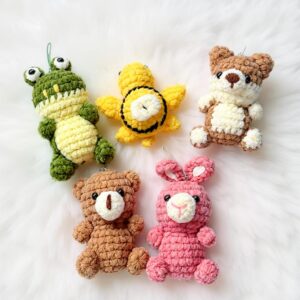 Animal Keychain Set Amigurumi Crochet Pattern - Adorable DIY Stuffed Animal Toys - Instant Download PDF