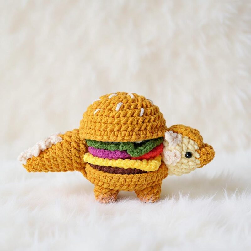 Ankylo Burger Amigurumi Crochet Pattern - Adorable DIY Stuffed Dinosaur Toy - Instant Download PDF