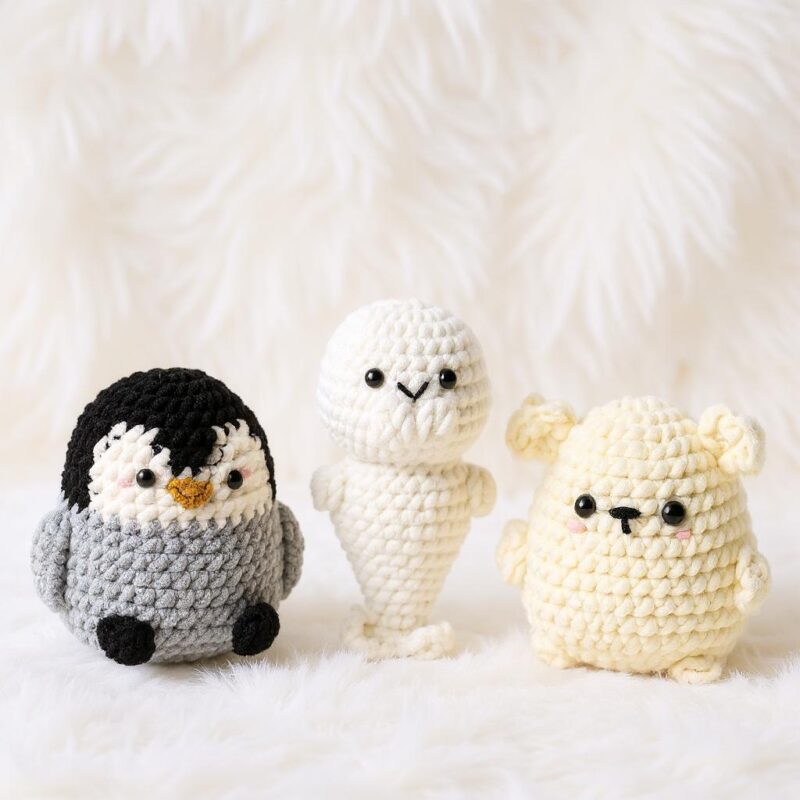 Arctic Animals Amigurumi Crochet Pattern - No-Sew - DIY Stuffed Animal Toys - Instant Download PDF