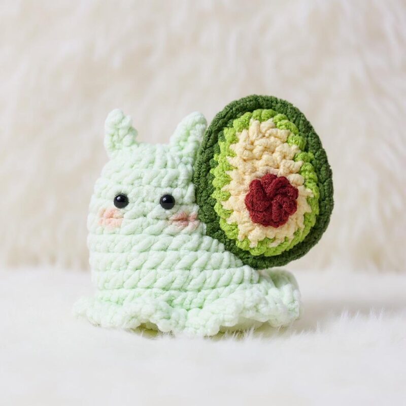 Avocado Snail Amigurumi Crochet Pattern - No-Sew - DIY Stuffed Animal Toy - Instant Download PDF
