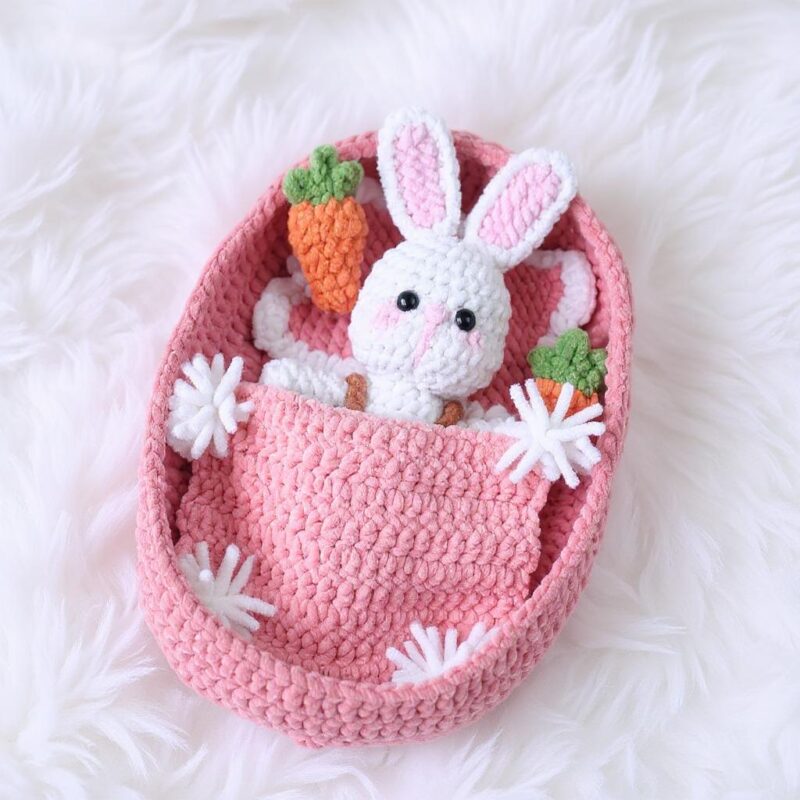 Baby Bunnies in Crib Amigurumi Crochet Pattern - Adorable DIY Stuffed Animal Toy - Instant Download PDF