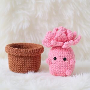 Pink Echeveria Amigurumi Crochet Pattern - Cute DIY Potted Succulent - Instant Download PDF