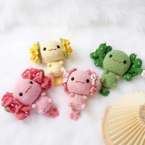 Blooming Axolotls Amigurumi Crochet Pattern Bundle - Adorable DIY Stuffed Animal Toys - Instant Download PDF