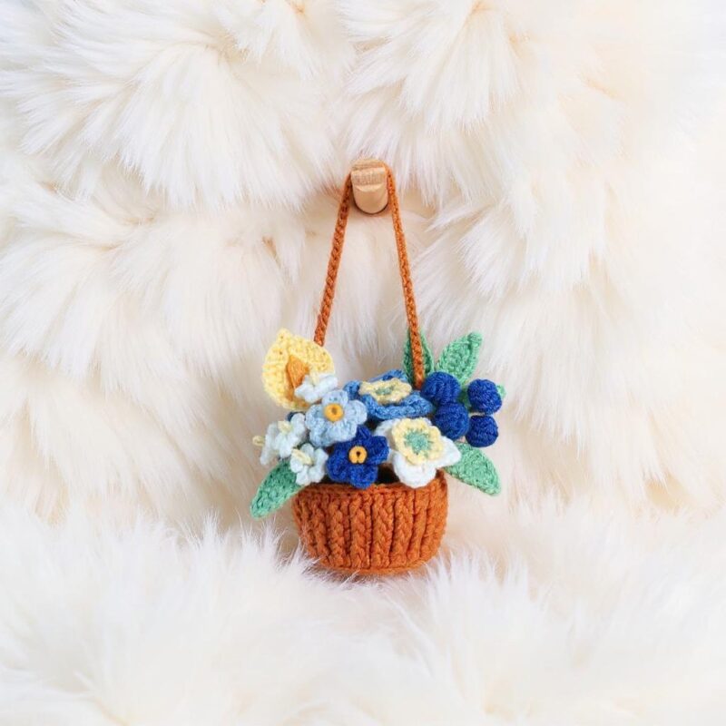 Car Hanging Basket Amigurumi Crochet Pattern - Charming DIY Car Charm Decor - Instant Download PDF