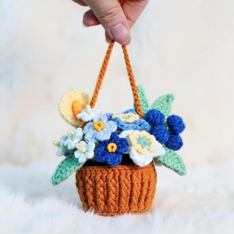 Car Hanging Basket Amigurumi Crochet Pattern - Charming DIY Car Charm Decor - Instant Download PDF - Image 4