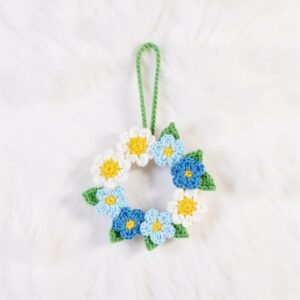 Blue Wreath Amigurumi Crochet Pattern - Whimsical DIY Home Decor - Instant Download PDF