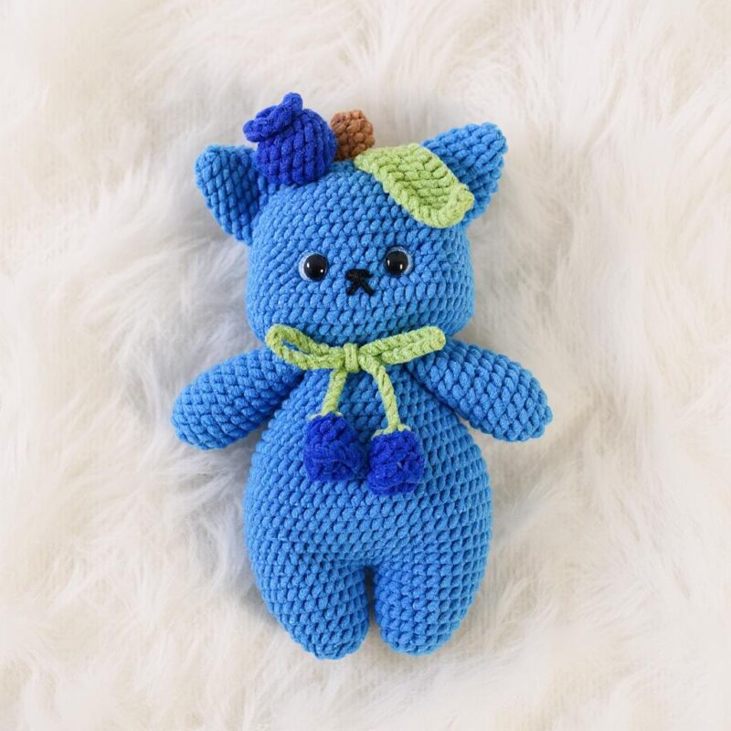 Blueberry Cat Amigurumi Crochet Pattern - Adorable DIY Stuffed Animal Toy - Instant Download PDF