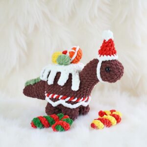 Christmas Brachiosaurus Amigurumi Crochet Pattern - Festive DIY Dinosaur Toy - Instant Download PDF