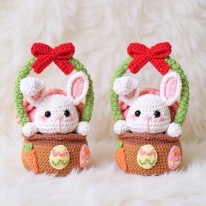 Bunny Basket Amigurumi Crochet Pattern - Adorable DIY Handmade Basket - Instant Download PDF
