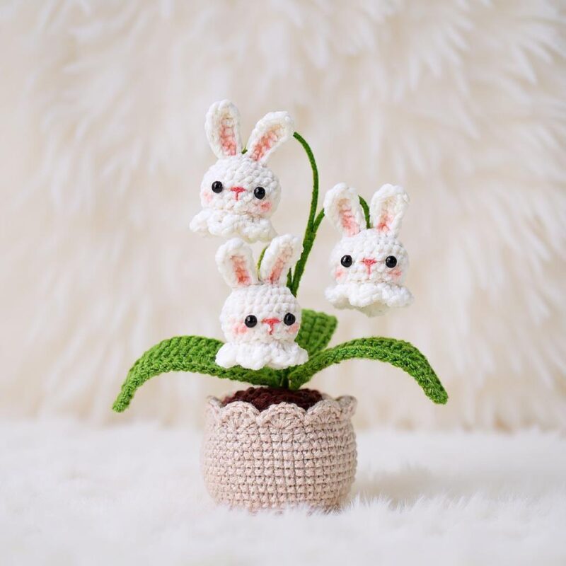 Bunny Bellflower Pot Amigurumi Crochet Pattern - Adorable DIY Stuffed Animal Toy - Instant Download PDF