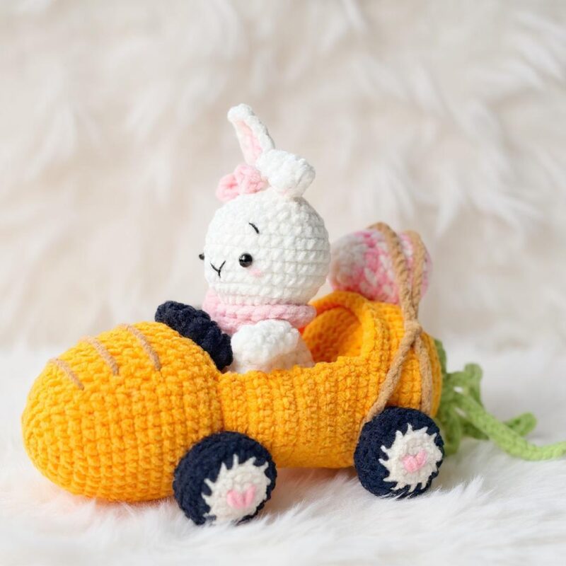 Bunny in Carrot Car Amigurumi Crochet Pattern - Adorable DIY Stuffed Animal Toy - Instant Download PDF - Image 3