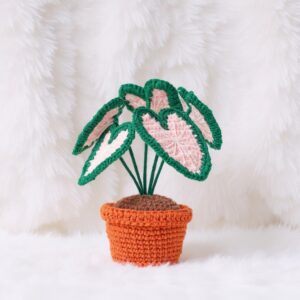 Caladium Plant Amigurumi Crochet Pattern - Realistic DIY Potted Plant Decor - Instant Download PDF