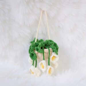 Calla Lily Basket Amigurumi Crochet Pattern - Elegant DIY Floral Home Decor - Instant Download PDF