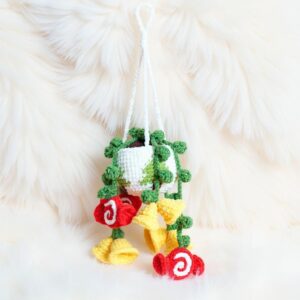 Candy Cane Bell Basket Amigurumi Crochet Pattern - Festive DIY Holiday Decor - Instant Download PDF