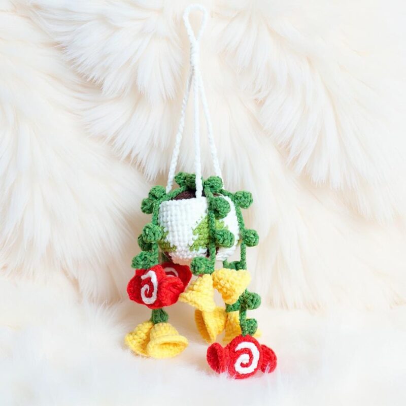 Candy Cane Bell Basket Amigurumi Crochet Pattern - Festive DIY Holiday Decor - Instant Download PDF