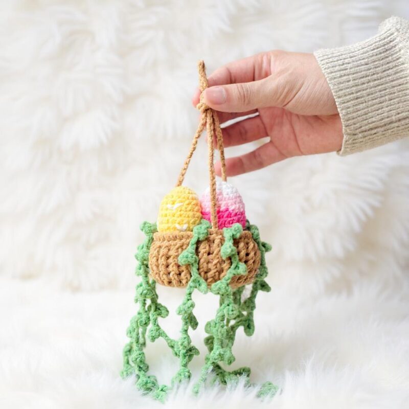 Easter Egg Basket Car Hanger Amigurumi Crochet Pattern - Cute DIY Easter Decor - Instant Download PDF