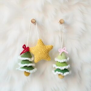 Christmas Tree Amigurumi Crochet Pattern - Festive DIY Car Hanging Ornament - Instant Download PDF