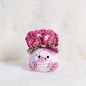 Carnation Cow Pot Amigurumi Crochet Pattern - Adorable DIY Stuffed Animal Toy - Instant Download PDF