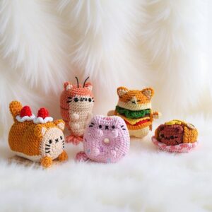 Foodie Cats Amigurumi Crochet Pattern Bundle - Adorable DIY Stuffed Animal Toys - Instant Download PDF