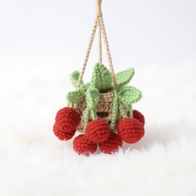 Cherry Basket Amigurumi Crochet Pattern - Adorable DIY Play Food & Decor - Instant Download PDF