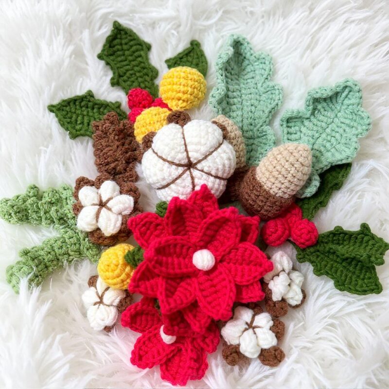 Christmas Cheer Bouquet Amigurumi Crochet Pattern - Festive DIY Holiday Flowers - Instant Download PDF - Image 2