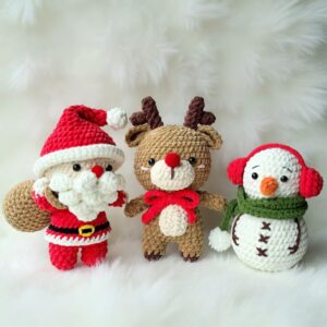 Christmas Trio Amigurumi Crochet Pattern - Festive DIY Holiday Toys - Instant Download PDF