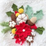 Christmas Flower Bouquet Amigurumi Crochet Pattern - Festive DIY Handmade Decor - Instant Download PDF