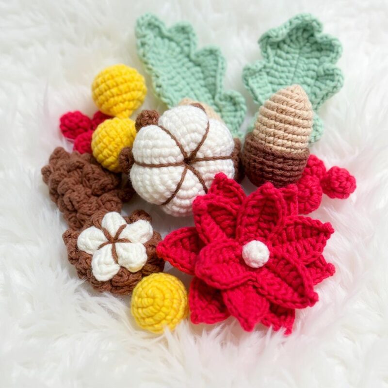 Christmas Flower Bouquet Amigurumi Crochet Pattern - Festive DIY Handmade Decor - Instant Download PDF - Image 2