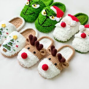 Festive Christmas Slipper Crochet Pattern Bundle - Cozy & Easy DIY Handmade Footwear - Instant Download PDF