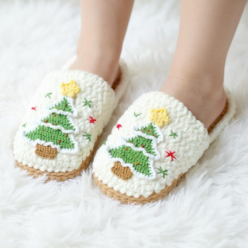 Christmas Tree Crochet Pattern - Festive DIY Cozy Slippers - Instant Download PDF - Image 2