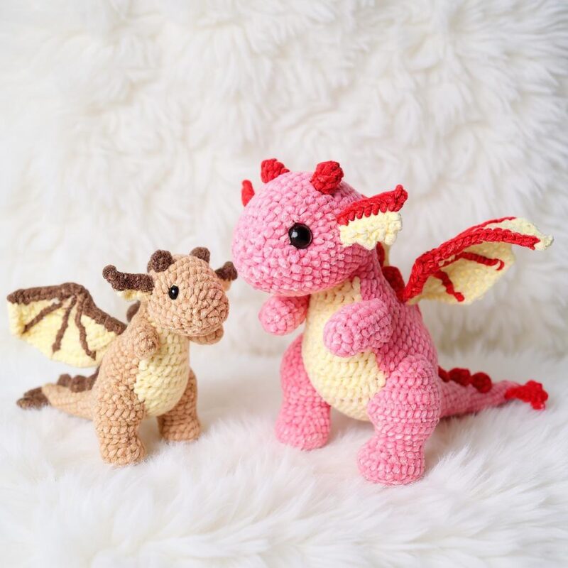 Rosie the Dragon & Baby Amigurumi Crochet Pattern - Adorable DIY Stuffed Animal Toy - Instant Download PDF