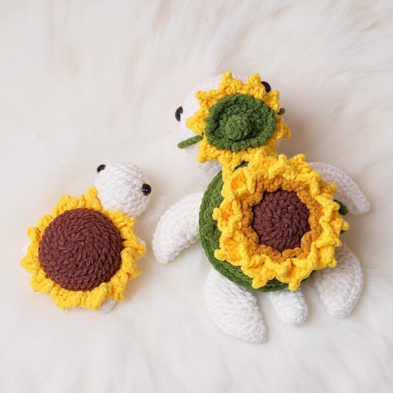 Sunflower Turtle Amigurumi Crochet Pattern - No-Sew 2-in-1 Bundle - DIY Stuffed Animal Toy - Instant Download PDF