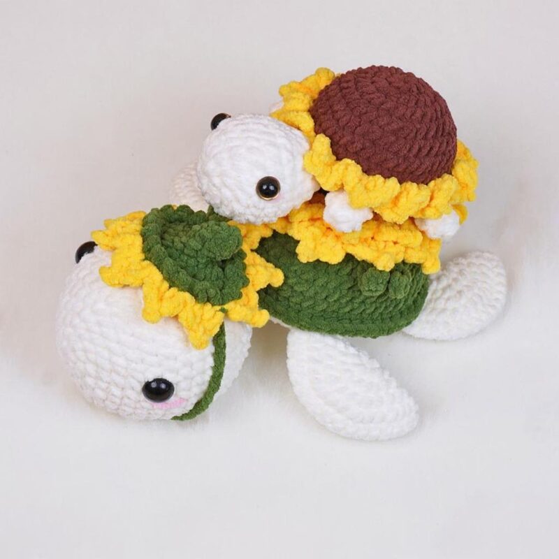 Sunflower Turtle Amigurumi Crochet Pattern - No-Sew 2-in-1 Bundle - DIY Stuffed Animal Toy - Instant Download PDF - Image 2