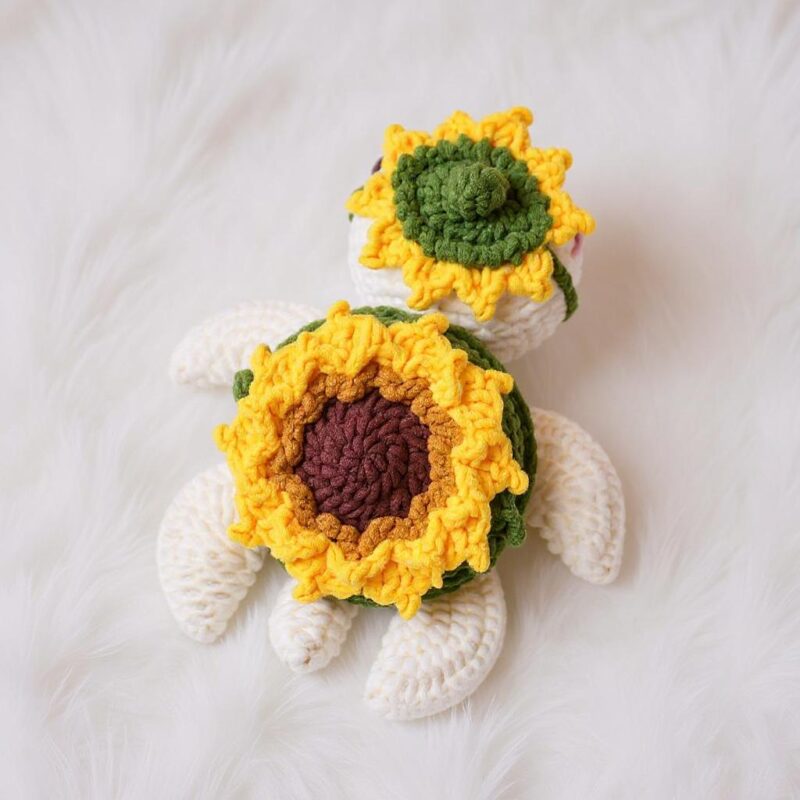 Sunflower Turtle Amigurumi Crochet Pattern - No-Sew 2-in-1 Bundle - DIY Stuffed Animal Toy - Instant Download PDF - Image 3