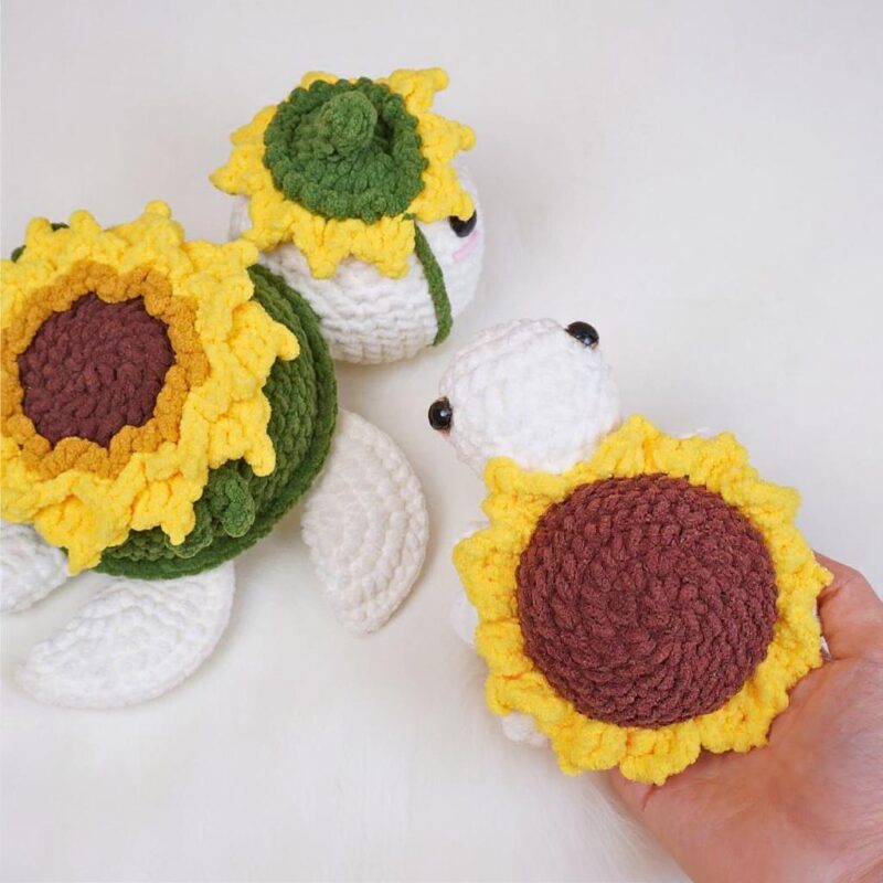 Sunflower Turtle Amigurumi Crochet Pattern - No-Sew 2-in-1 Bundle - DIY Stuffed Animal Toy - Instant Download PDF - Image 5
