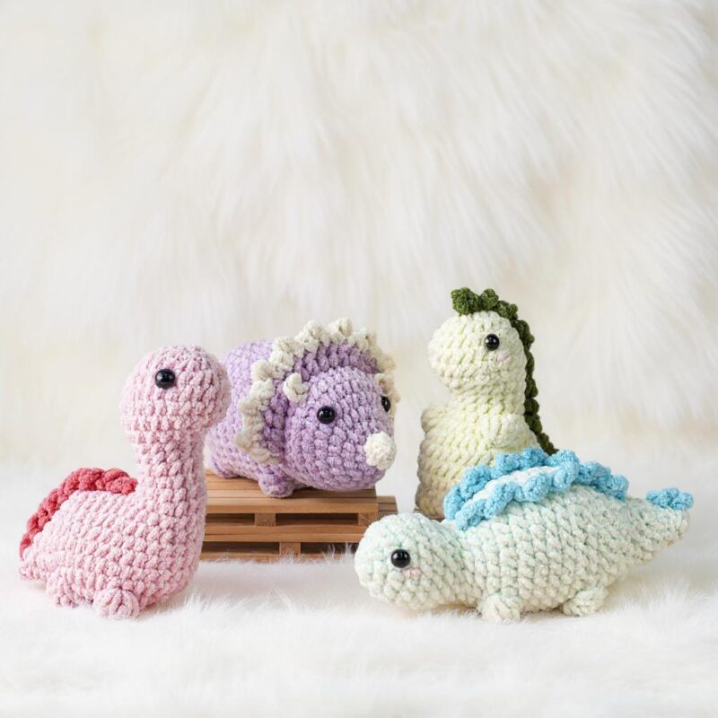 Dinosaur Bundle Amigurumi Crochet Pattern - No-Sew - DIY Stuffed Animal Toy - Instant Download PDF