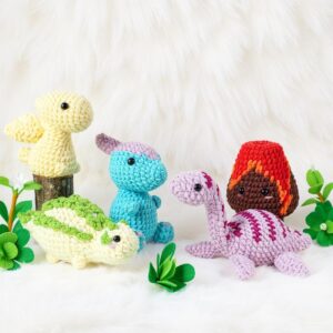 Dinosaur Bundle Amigurumi Crochet Pattern - No-Sew - DIY Stuffed Animal Toy - Instant Download PDF