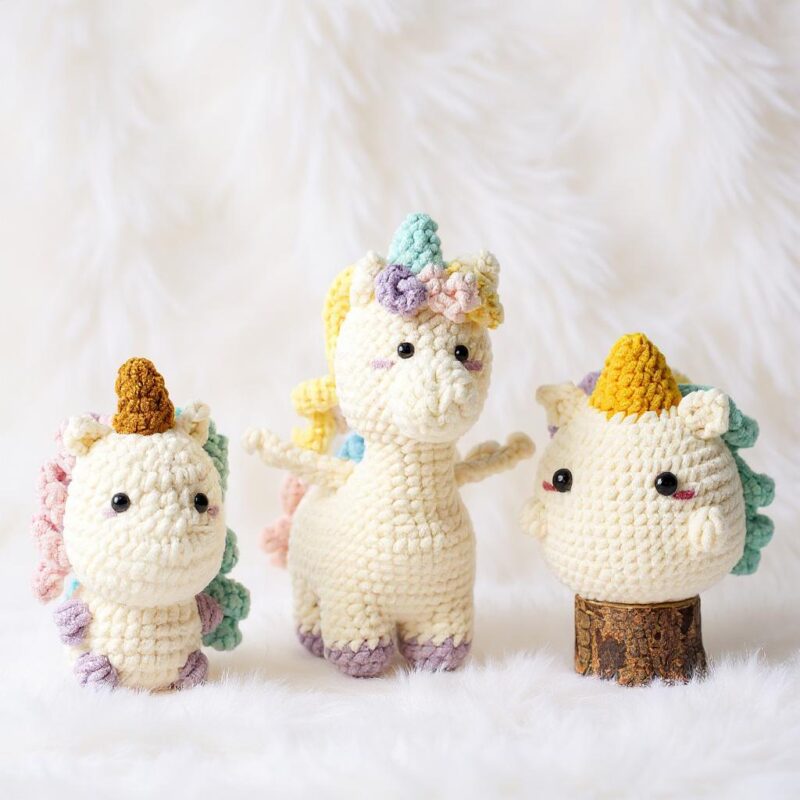 Unicorns Amigurumi Crochet Pattern - Magical DIY Stuffed Animal Toy Set - Instant Download PDF