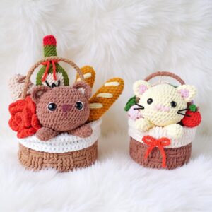 Cozy Basket Friends Amigurumi Crochet Pattern Bundle - Adorable DIY Stuffed Animal Toys - Instant Download PDF
