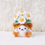 Daisy Cat Pot Amigurumi Crochet Pattern - Adorable DIY Cat Planter - Instant Download PDF