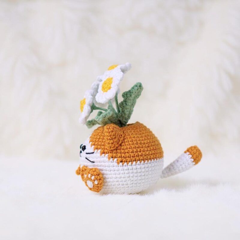 Daisy Cat Pot Amigurumi Crochet Pattern - Adorable DIY Cat Planter - Instant Download PDF - Image 3