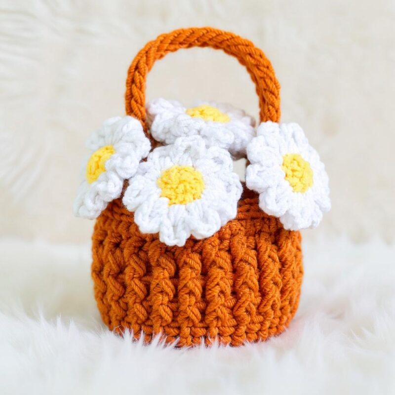 Daisy Basket Crochet Pattern - Adorable DIY Home Decor - Instant Download PDF - Image 4
