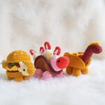 Dino Snack Trio Amigurumi Crochet Patterns - Adorable DIY Stuffed Animal Toys - Instant Download PDF