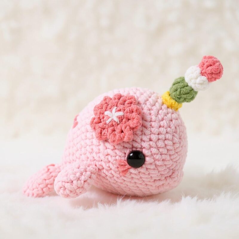 Cherry Blossom Dolphin Amigurumi Crochet Pattern - Whimsical DIY Stuffed Animal Toy - Instant Download PDF - Image 3