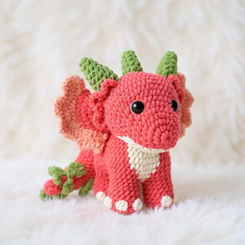 Dragonfruit Dragon Amigurumi Crochet Pattern - Whimsical DIY Stuffed Animal Toy - Instant Download PDF